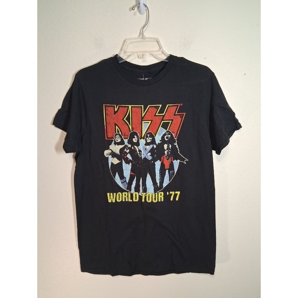 NWT Kiss T-Shirt World Tour '77 Retro Y2K Band Tee Crew Neck Short Sleeve Medium